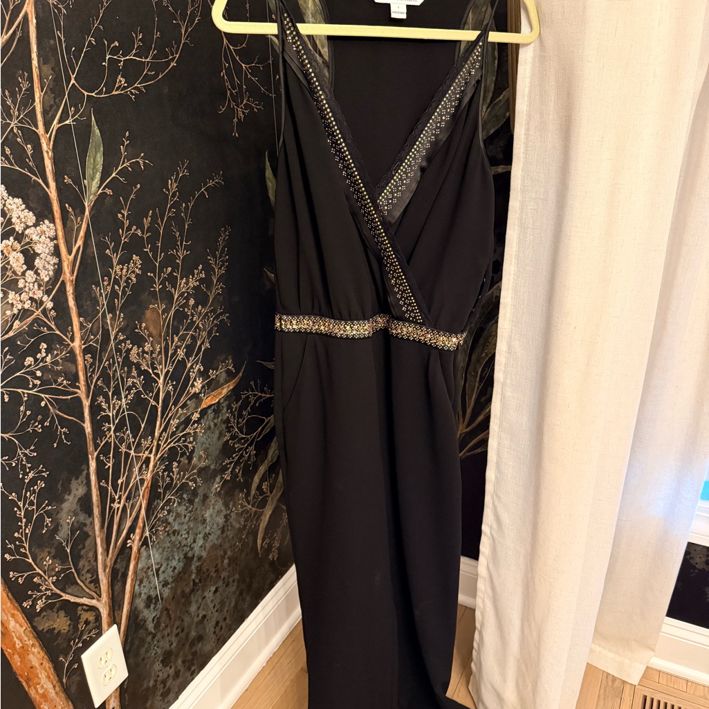 Diane Von Furstenberg Black Jumpsuit With Metallic Trim